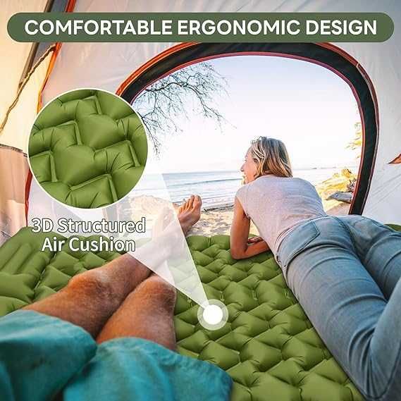 Saltea de dormit dublă, saltea de camping gonflabilă ultraușoară, grosime de 10 cm