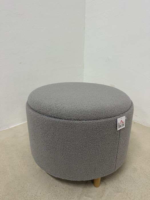 Тапицирана табуретка HOMCOM, плюшено полар, скрито място за съхранение