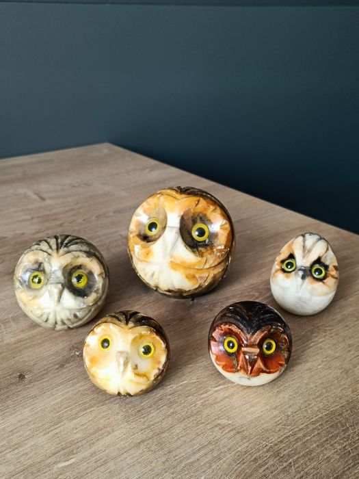 Set bufnițe onix sculptate manual