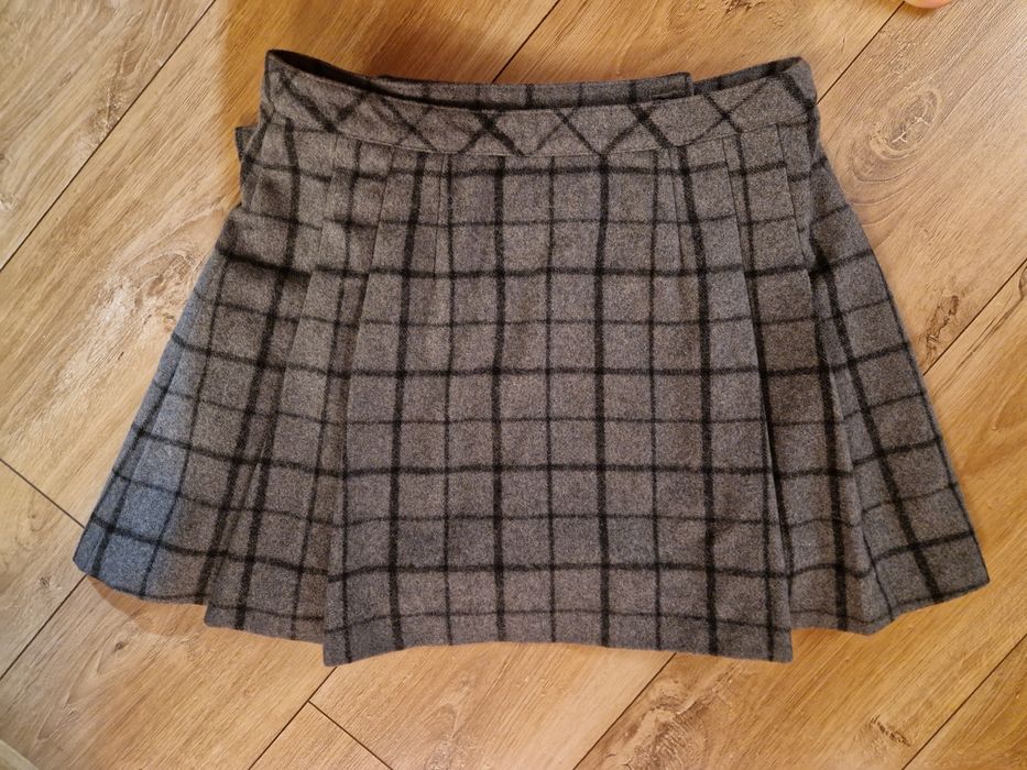 Fusta plisata cu pliseuri carouri  lână groasa