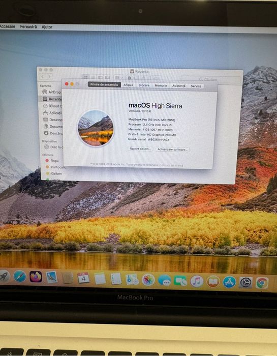 MacBook Pro 15-inch Mid 2010
Processor 2,4 GHz Intel core i5
4Gb ddr 3