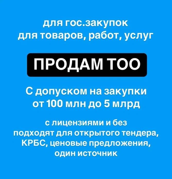 Продам ТОО для участия в госзакупках (услуги) — до 500 млн тенге