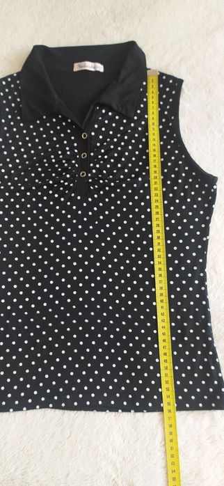 Bluză de vară, pentru femei, mărimea 38, culoare neagră cu buline albe