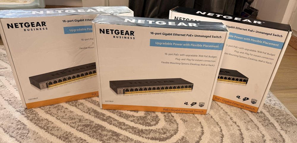 Switch Profesional Netgear GS116LP, 16 Porturi Gigabit PoE+ – NOU, SIGILAT, Garanție pe Viață