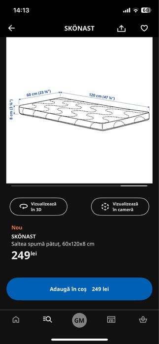 Patut bebelus Singlar cu saltea inclusa