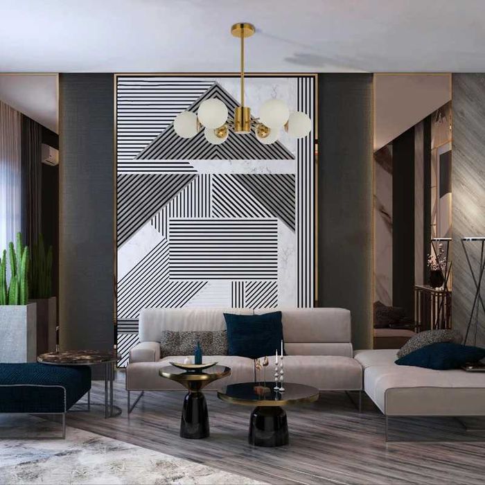 Пендел 6 топки Полилей от средата на века  модерен златен