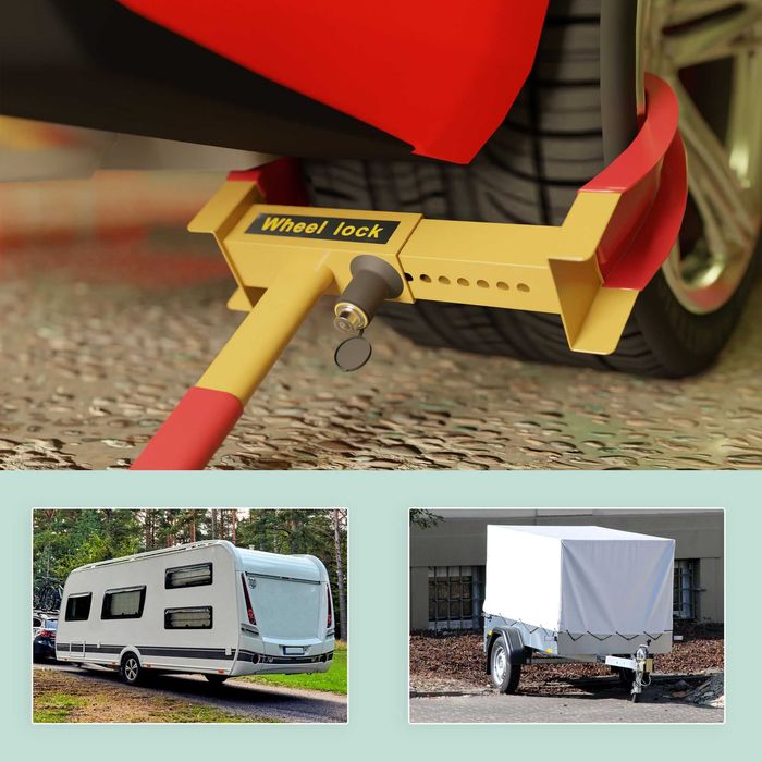 Blocator roata auto universal cu lacat de siguranta antifurt din otel