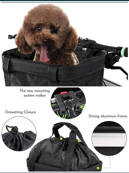 Geanta cos textil bicicleta pliabil fata impermeabil cumparaturi caine