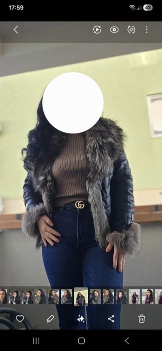 Geaca din piele naturala si blana de vulpe S