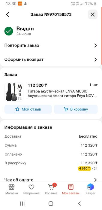 Гитара электронная акустическая