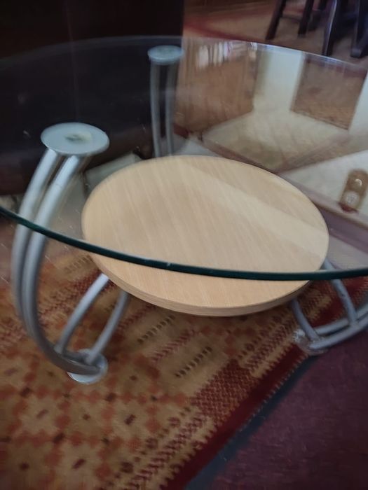 Masa masuta cafea rotunda sticla f eleganta D:65 H:42 picioare metal