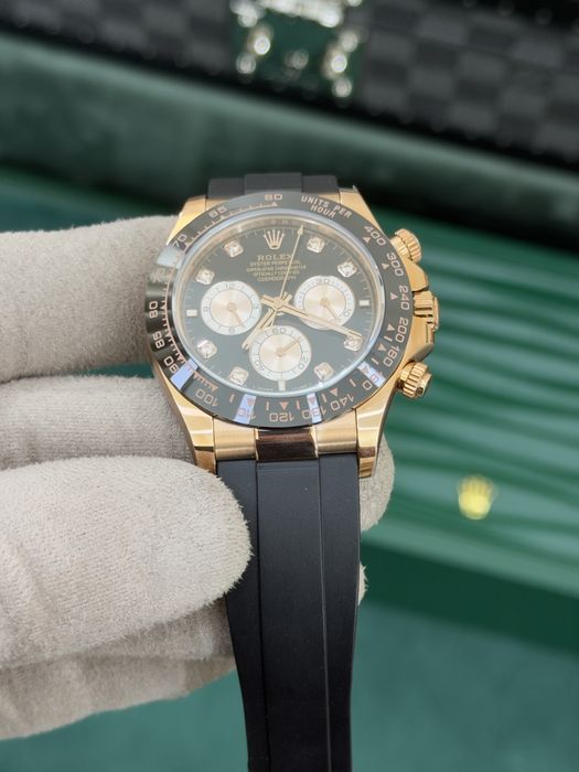 Rolex Cosmograph Daytona 40mm Everose Gold – Black Diamond Dial, Oysterflex