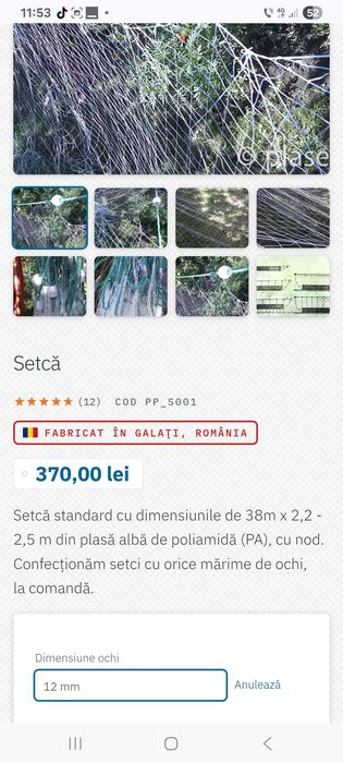 Setcă pescuit din poliamidă(PA) 38 m.