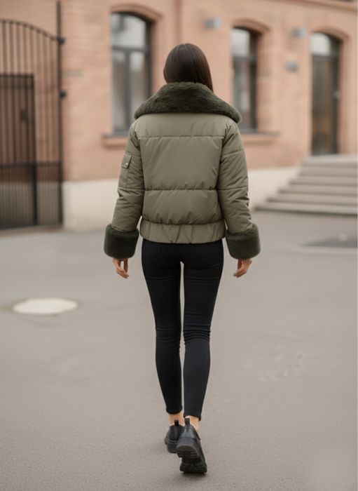 Дамско Зимно яке с пух  два цвята уникален модел