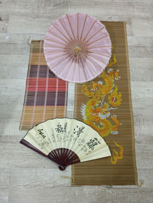 Китайский веер картина с драконом и зонтик для интерьера