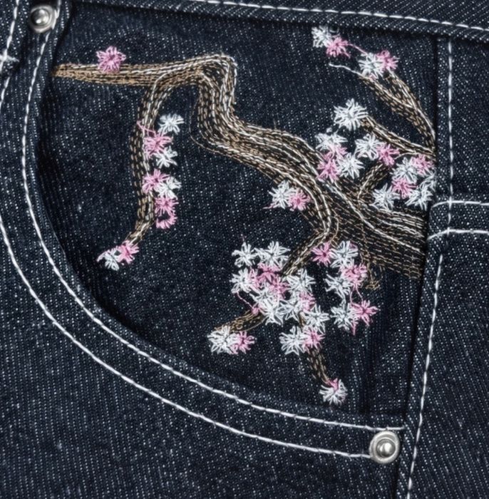 Blugi Blossom Baggy cu Broderie V2 jeans stil Y2K,casual,unisex