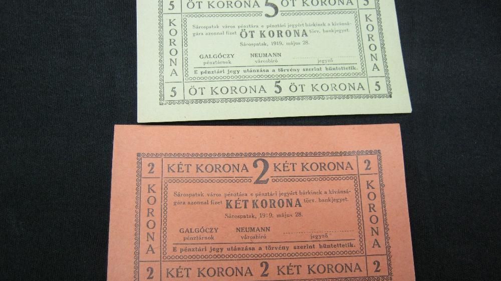 Bancnote de necesitate,Sarospatak,Ungaria,1919