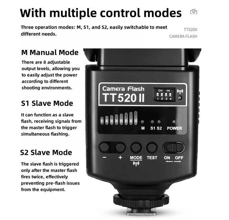 Светкавица Godox TT520II със синхронизатор  к-кт