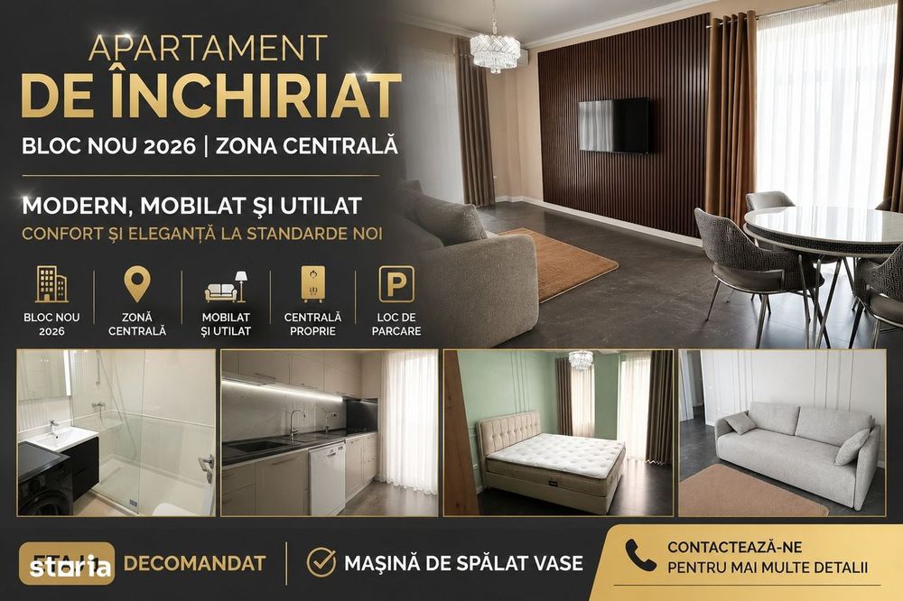 Prima închiriere! Apartament nou, elegant, etaj 1, loc de parcare