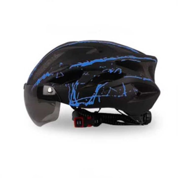 Casca Bicicleta, Viziera detasabila, Aerodinamica, Dimensiune reglabila 54-62cm, Negru cu Albastru