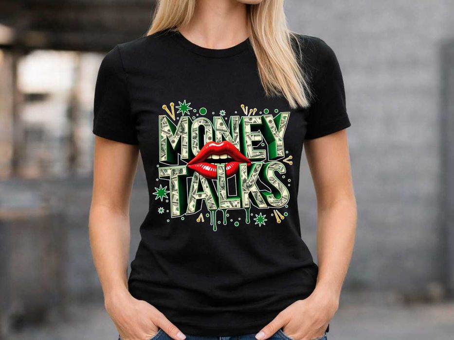 Дамска черна тениска „Money talks“