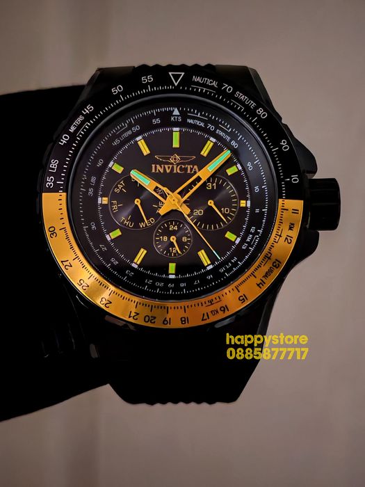 INVICTA Aviator Black/Yellow 50 mm, Инвикта нов ръчен часовник