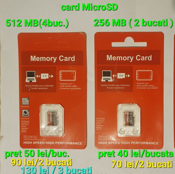 Carduri de memorie : 256/512 MB