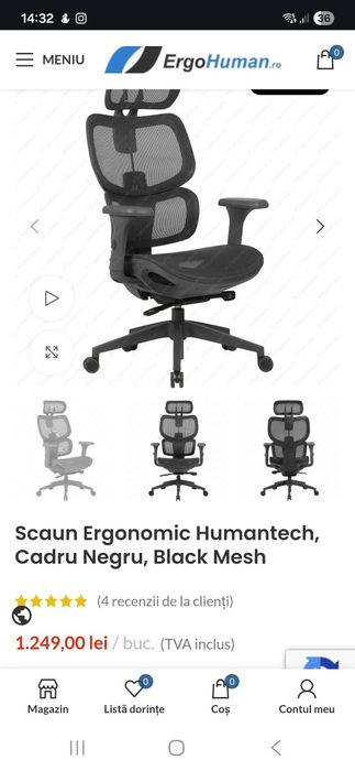 Scaun Ergonomic Humantech Mesh (Ergohuman.ro)