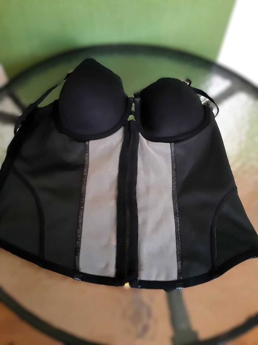 Bustieră din imitație de piele cu dantelă, 85B,Private Collection