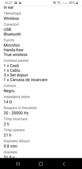 Căști audio In Ear JBL Tune 115,negru