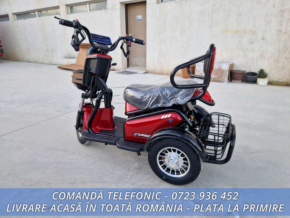 Tricicleta electrica 2 locuri (sa dubla) adulti si varstnici FARA PERMIS - OFERTA - Livrare GRATUITA acasa in toata Romania! - 60v20ah  FULL ECHIPATA!