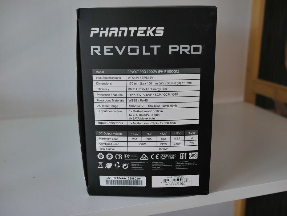 Модулно компютърно захранване Phanteks Revolt Pro 1000W - 80 Plus Gold (Като ново)