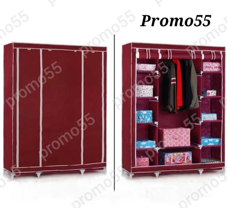 Текстилен триклирен гардероб, Органайзер за дрехи 130х175х45 см.