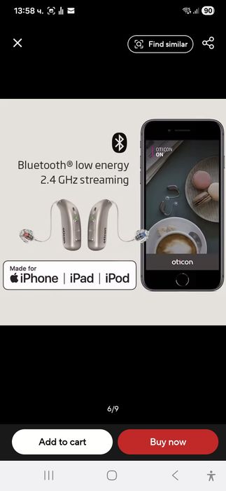 Слухов апарат Oticon Jet 2 miniRITE + подарък 24 батерии, 48 channel