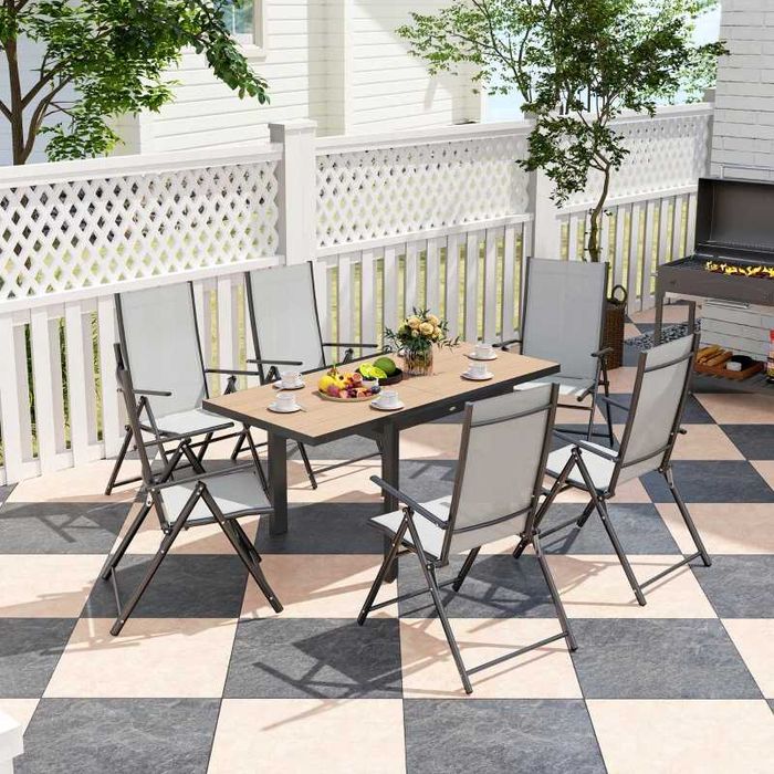 Градинска маса Outsunny, разтегателна, алуминиева, 80/160x80 см