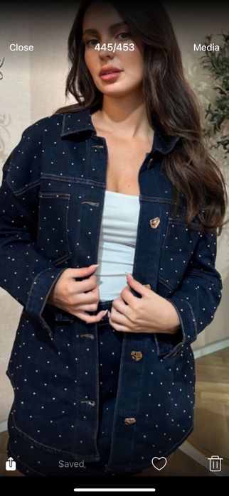 Дънкова риза яке с метални детайли