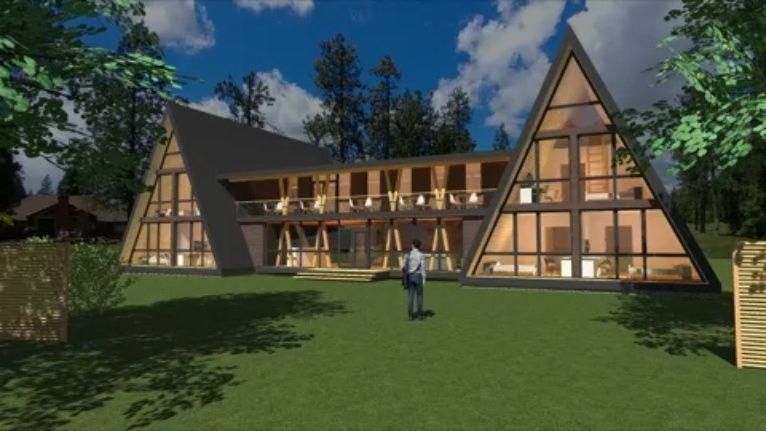 A-frame дом для участка у воды или в горах