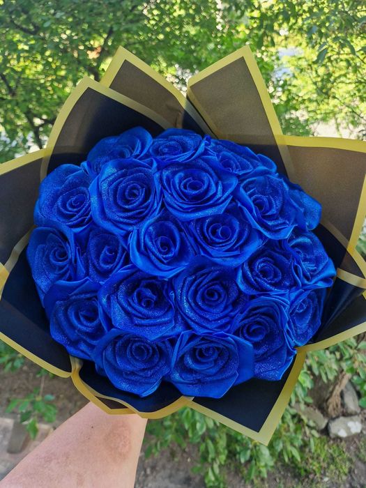 Buchete de trandafiri artificiali Flori satin rosu roz cu sclipici