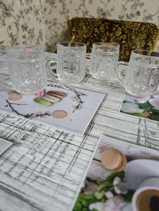 4 кружки хрустальные