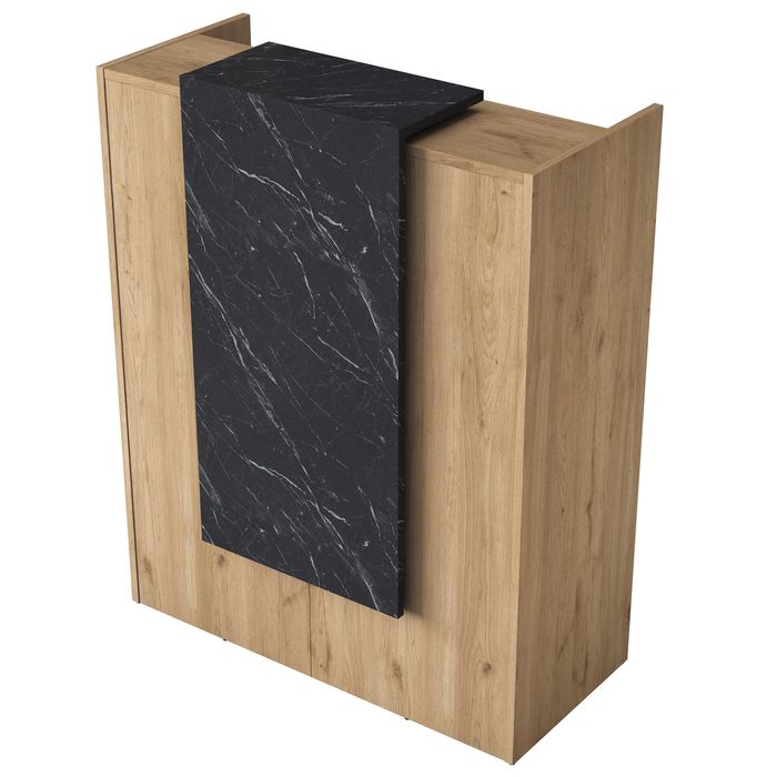 Рецепция Zowel, Натурален цвят + черен мрамор, 90x40x110cm -Промо цена