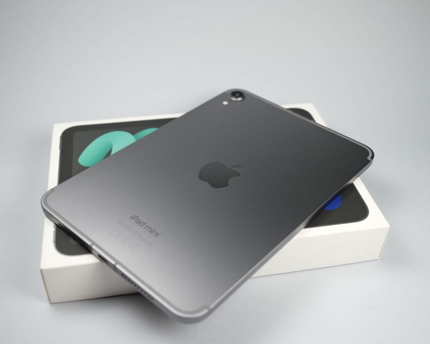 Apple iPad mini A17 Pro 128GB Wi-Fi + Cellular Space Gray | Перфектно състояние | 100% батерия | 2 калъфа | Smart Folio