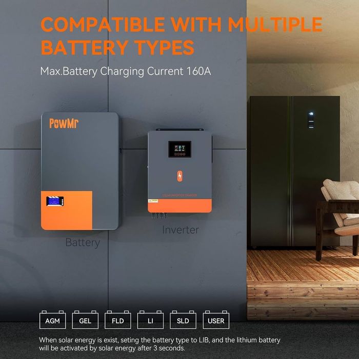 Хибриден соларен инвертор PowMr 10.2 KW с WiFi