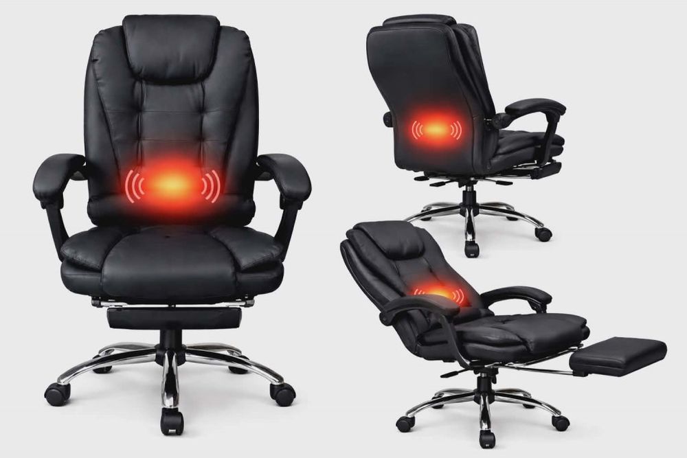 Ергономичен офис стол с масаж и подложка за крака