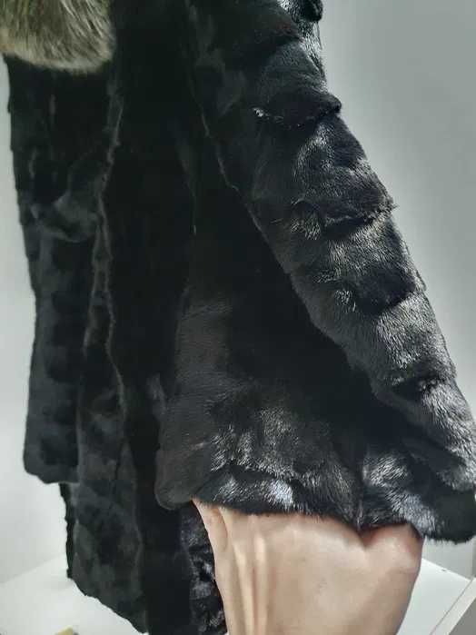 Blana naturala nurca, gluga vulpe argintie