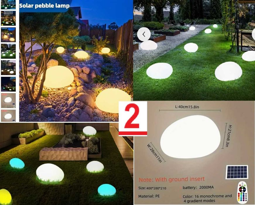 Lumini solare LED, sfera, piatra de gradina curte terasa balcon terasa