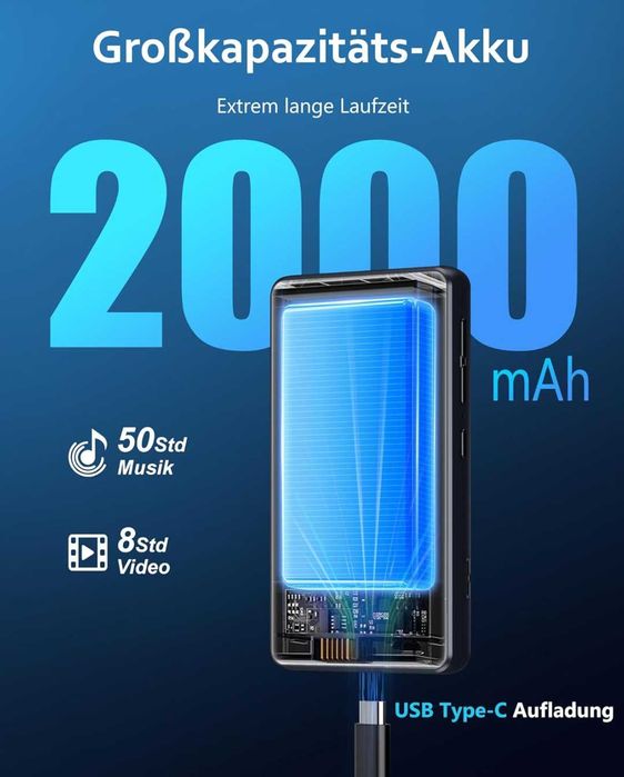 AGXOV 80GB MP3 плейър с WiFi и Bluetooth 4.02-инчов MP4 плейър