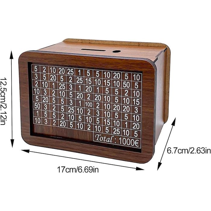 Дървена касичка за спестявани на 1000 евро 17 см