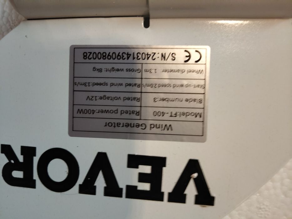 Generator de turbină eoliană VEVOR, kit turbină eoliană 12V/AC, genera