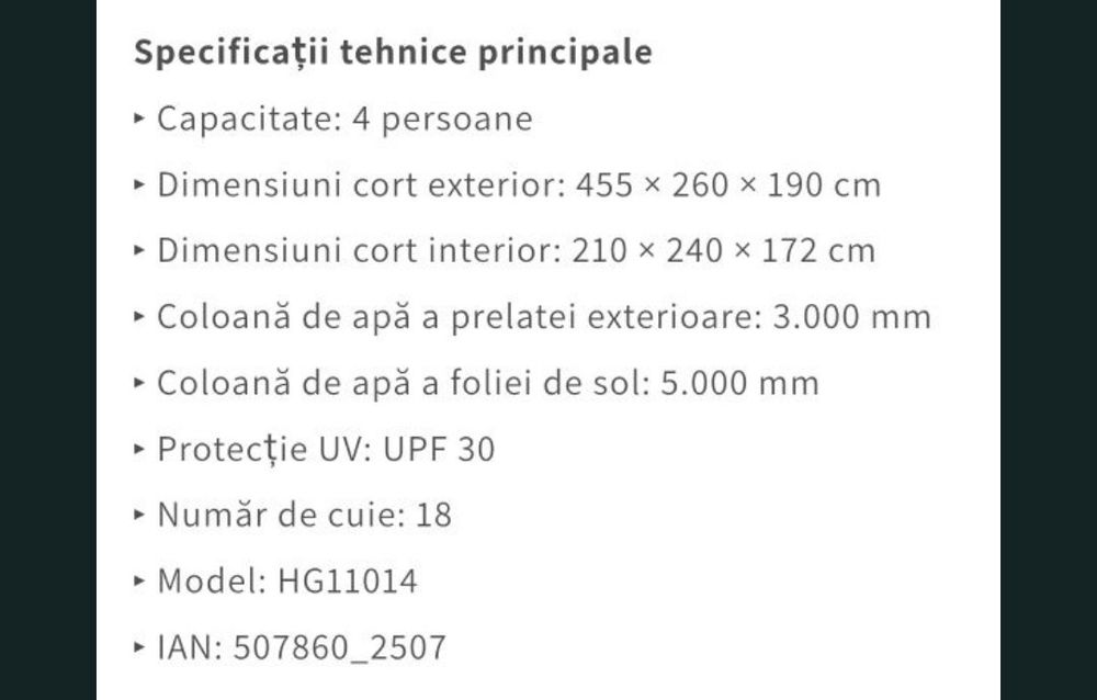 Cort mare de 4 persoane cu veranda, inalt de 1.90