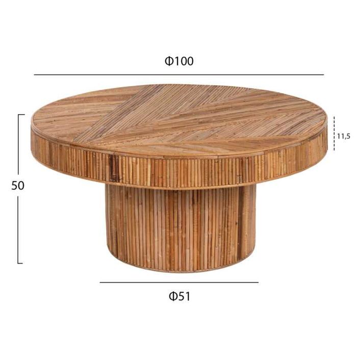 Маса, HM9651, Натурален, Ратан, 100х50см.